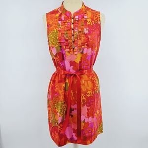 Beth Bowley Printed Silk Tie-Waist Sleeveless Dress Size 6